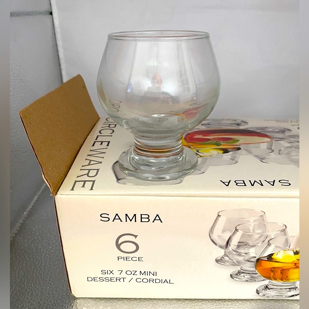 “Samba” Circleware- Set of 6 Dessert/Cordial Glasses: 7oz- NWOT- New w/Out Tags
